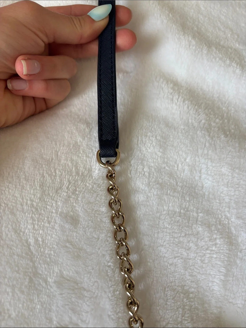 Kate Spade Navy Crossbody Bag with Gold Chain
